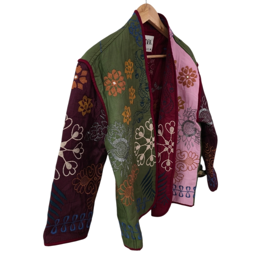 Zara Multicolor Embroidered Patchwork Jacket - image 5